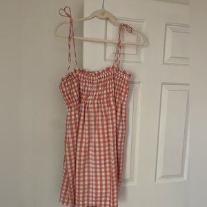 Gingham Orange and White Dress